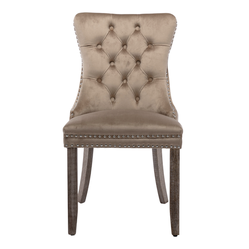 Lot de 2 Chaises De Salle à Manger En Velours 50 X 62 X 95 Cm, Avec Bordure Cloutée, Kaki