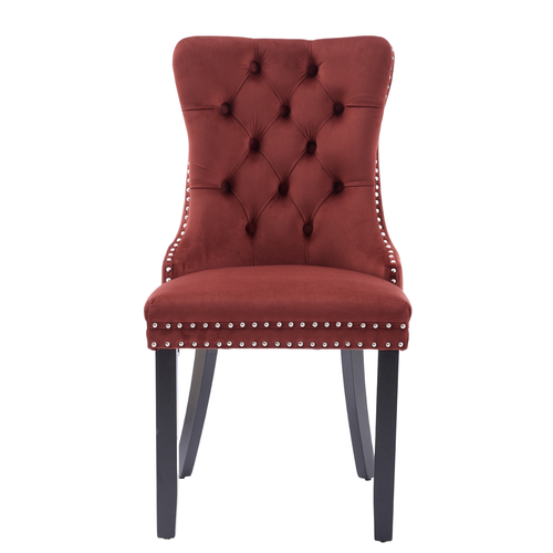 Chaises De Salle à Manger Modernes En Velours 50 X 62 X 95 Cm, Lot De 2, Bordure Cloutée, Bordeaux
