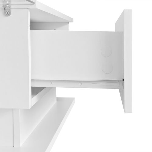 Table Basse Moderne 100x50x32 Cm Avec Plateau En Verre, Éclairage LED, 1 Tiroir, Aggloméré Blanc