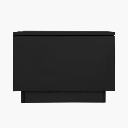 Table Basse Moderne 100x50x35,5 Cm Avec Plateau En Verre, LED, 2 Tiroirs, 1 Étagère Ouverte, Noir