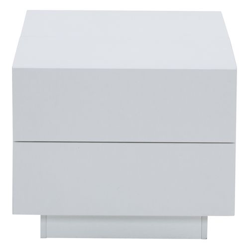 Table Basse Minimaliste 90x55x45 Cm, Plateau Coulissant, 4 Tiroirs, Blanc