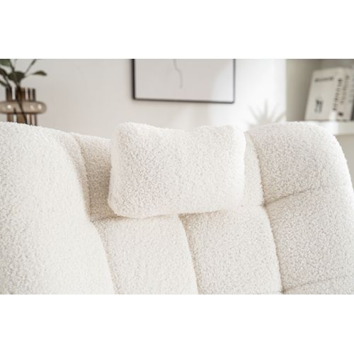 Rocking Chair à Bascule Ergonomique 65 x 93 x 92 Cm Avec Appui-tête Et Repose-pieds, Blanc