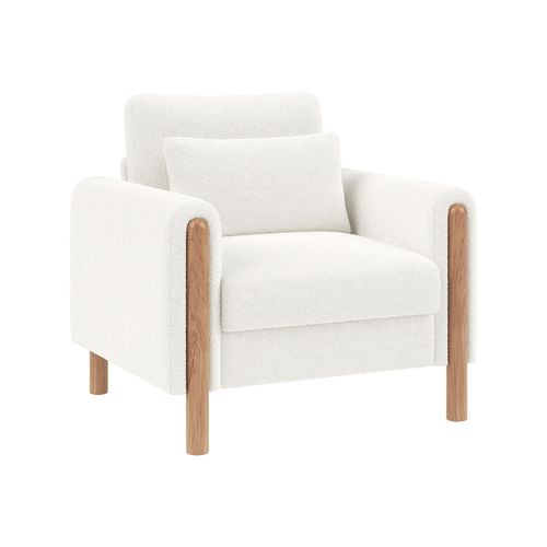 Fauteuil Moderne Avec Accoudoirs, Rembourré Confortable, Peluche Ourson Et Coton Pp, Blanc