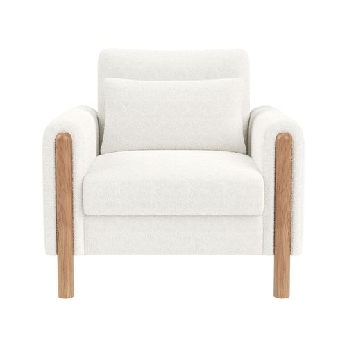 Fauteuil Moderne Avec Accoudoirs, Rembourré Confortable, Peluche Ourson Et Coton Pp, Blanc
