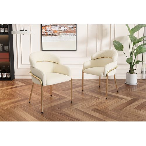 Chaise Salle à Manger Design, Pieds Métal, Fauteuil Moderne Confortable Velours, Beige