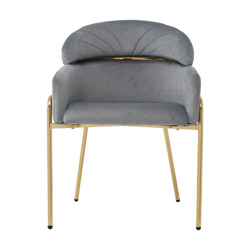 Chaise Salle à Manger Design, Pieds Métal, Fauteuil Moderne Confortable Velours, Gris