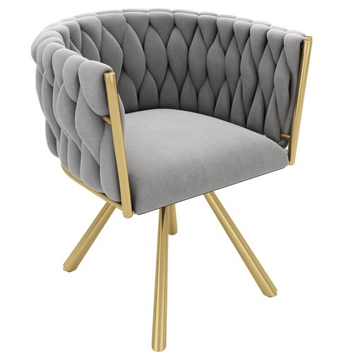 Chaises Pivotantes Salle à Manger, Lot De 2, Velours, Pieds Métal Dorés, Gris