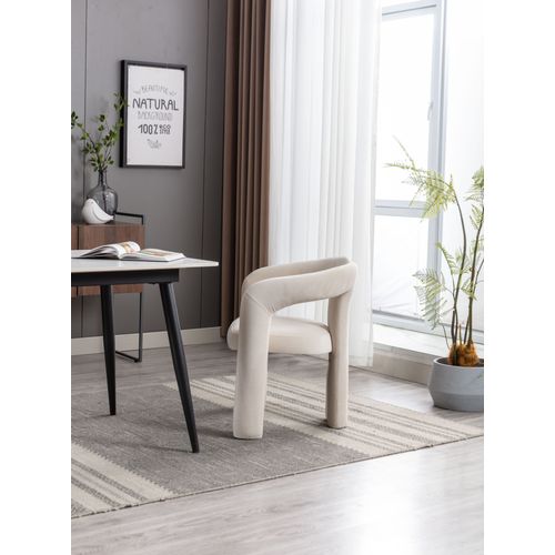 Lot De 2 Chaises Salle à Manger En Velours Avec Accoudoirs, Confortables, Design Moderne, Beige