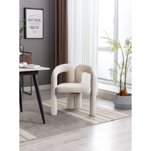 Lot De 2 Chaises Salle à Manger En Velours Avec Accoudoirs, Confortables, Design Moderne, Beige