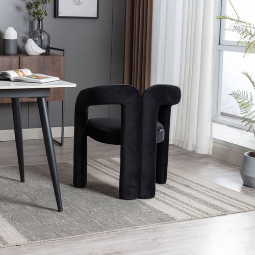 Lot De 2 Chaises Salle à Manger En Velours Avec Accoudoirs, Confortables, Design Moderne, Noir