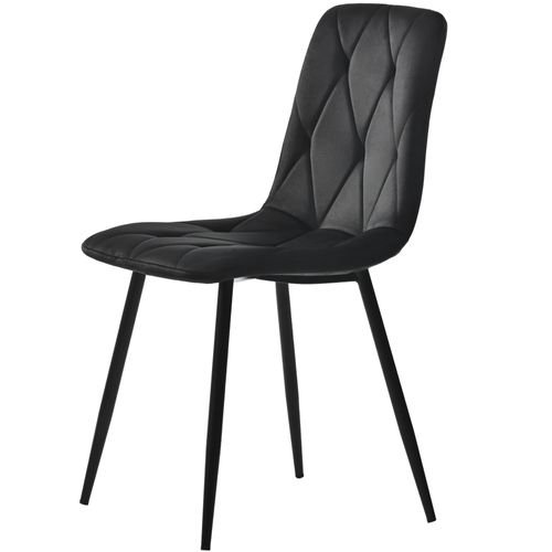 Lot De 4 Chaises Salle à Manger En Velours, Dossier Confortable, Pieds Métal Noir, Beige