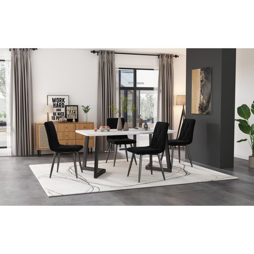 Lot De 4 Chaises Salle à Manger En Velours, Dossier Confortable, Pieds Métal Noir, Beige