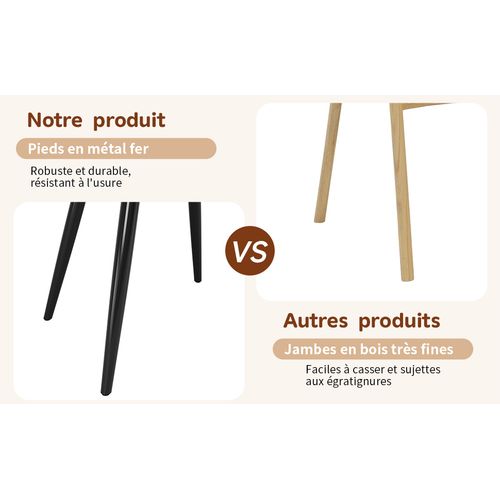 Lot De 2 Chaises Salle à Manger En Velours, Structure Métal, Assise Antidérapante, Marron Et Gris