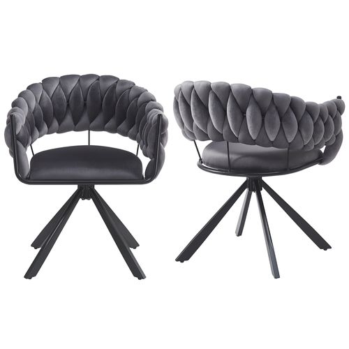 Lot De 2 Chaises Salle à Manger Modernes, Velours, Confortable, Pieds Métal Dorés Griffe, Gris