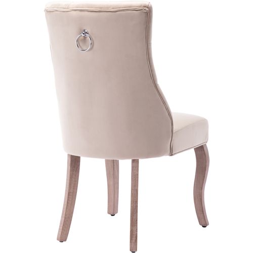 Lot De 4 Chaises Salle à Manger Avec Dossier Haut, Pieds Solides, Bois , Assise Velours Beige