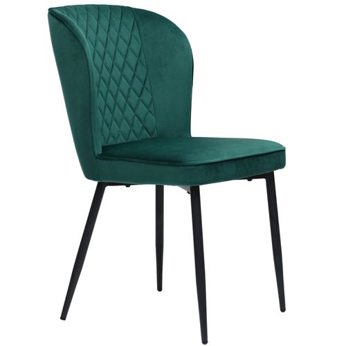 Chaises De Salle à Manger - Lot De 6 Chaises En Velours Vert Foncé, Structure Métallique, Moderne
