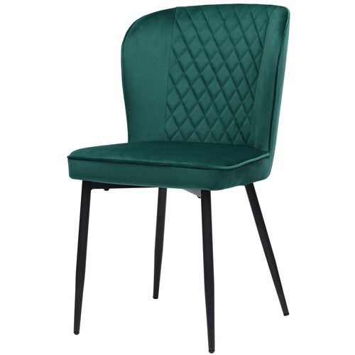 Chaises De Salle à Manger - Lot De 4 Chaises En Velours Vert Foncé, Structure Métallique, Moderne