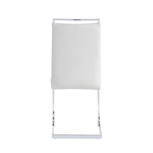 Lot De 2 Chaises Pu Et Lin Blanc, Dossier Rayé, Pieds Métal, Style Moderne