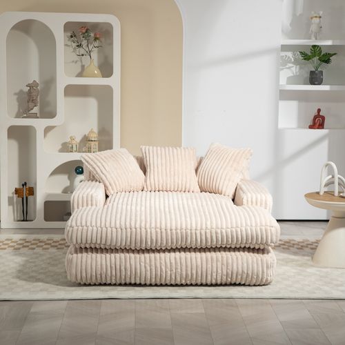 Fauteuil Compressé Avec 3 Coussins, Beige