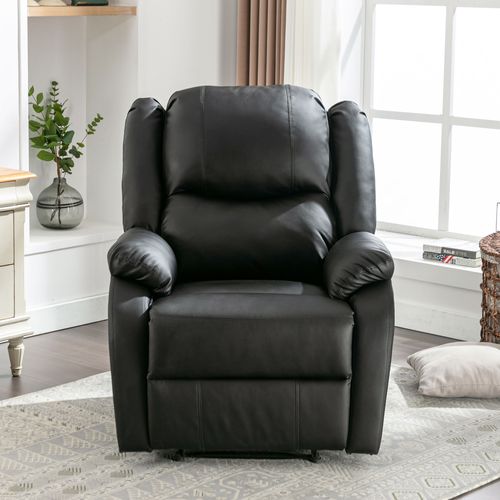 Fauteuil Relax Avec Repose-pieds Et Appui-tête Réglable, Cuir Pu, Structure Métal - Noir