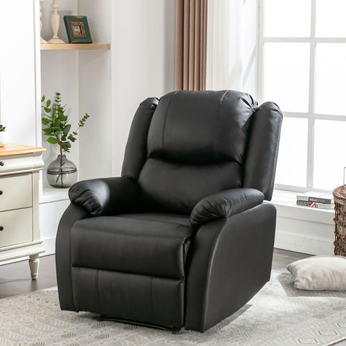 Fauteuil Relax Avec Repose-pieds Et Appui-tête Réglable, Cuir Pu, Structure Métal - Noir
