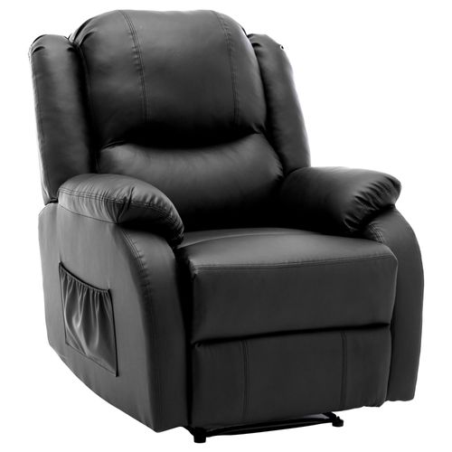 Fauteuil Relax Avec Repose-pieds Et Appui-tête Réglable, Cuir Pu, Structure Métal - Noir