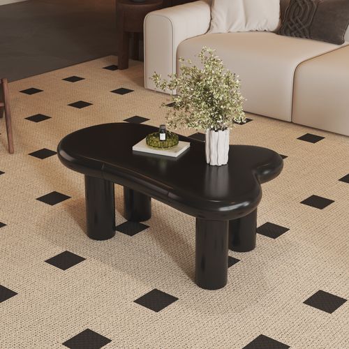 Table Basse Avec Tiroirs Noir, Éclairage LED 16 S, Forme Nuage, Mdf, 98 X 65,5 X 40 Cm - Noir