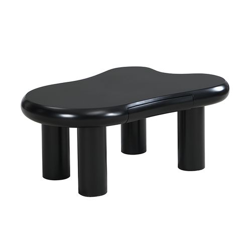 Table Basse Avec Tiroirs Noir, Éclairage LED 16 S, Forme Nuage, Mdf, 98 X 65,5 X 40 Cm - Noir