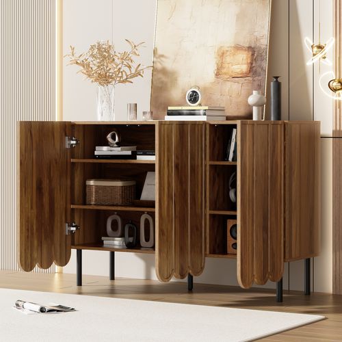 Buffet Style Moderne - Mdf Finition Mate - Design Bois Et Blanc - 120 X 35 X 80 Cm - Du Bois