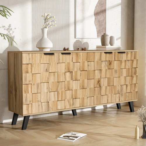 Buffet 4 Portes, Panneaux Particules, 160,5x35,5x78 Cm, Naturel