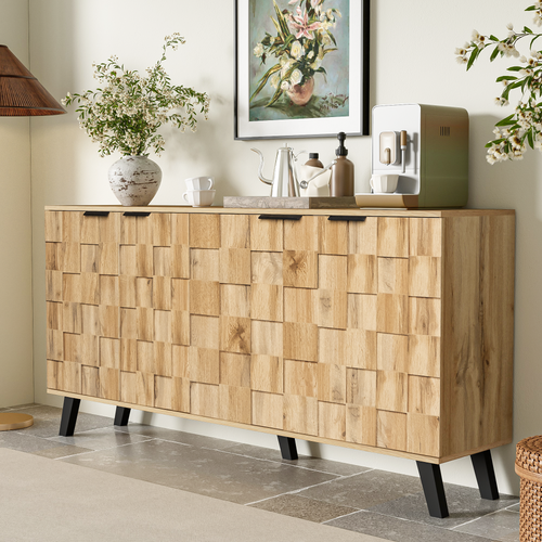 Buffet 4 Portes, Panneaux Particules, 160,5x35,5x78 Cm, Naturel