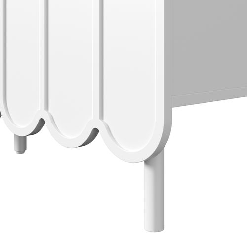 Buffet Rangement Bicolore Bois Blanc Mdf Finition Mate Blanc Imitation Noyer