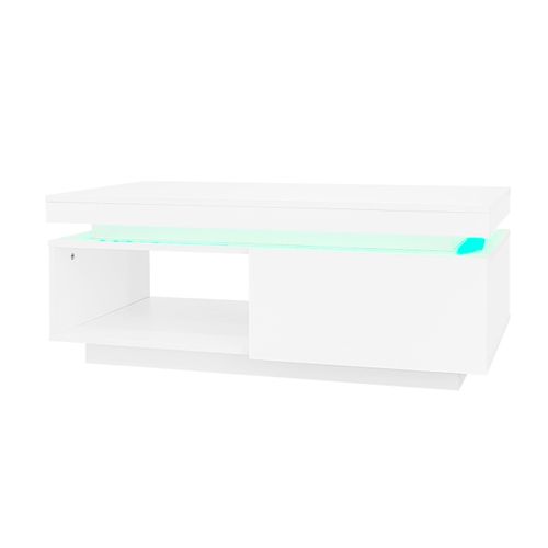 Meuble TV 181 Cm Blanc Haut Brillant, Avec LED, Table Basse Blanche Avec LED, Panneau De Particules