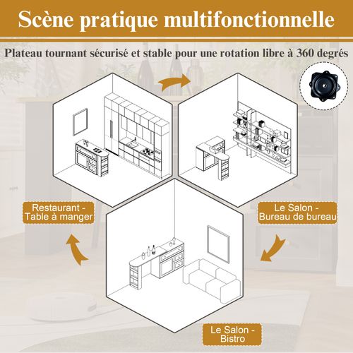 Table à Manger - Table Haute Extensible Avec Rangement, Meuble Bar Îlot Cuisine, Mdf Métal, Blanc