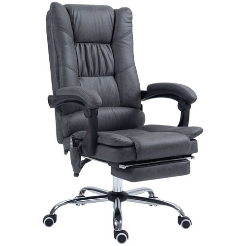 Fauteuil De Bureau Massant Chauffant Inclinable 135°, Hauteur Réglable, Polyester - Gris Foncé