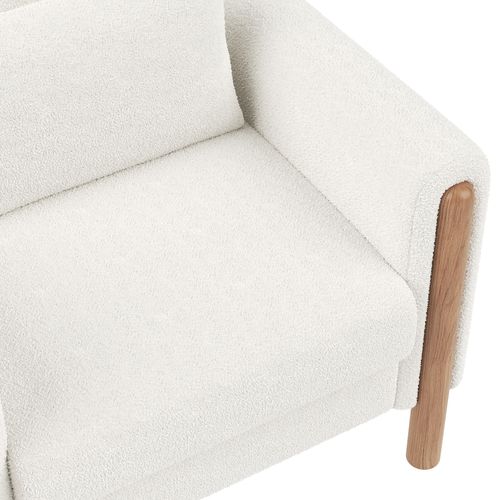 Fauteuil Lounge Simple Blanc, Tissu Teddy Doux, Coussins Épais Et Structure Stable, Salon Et Chambre