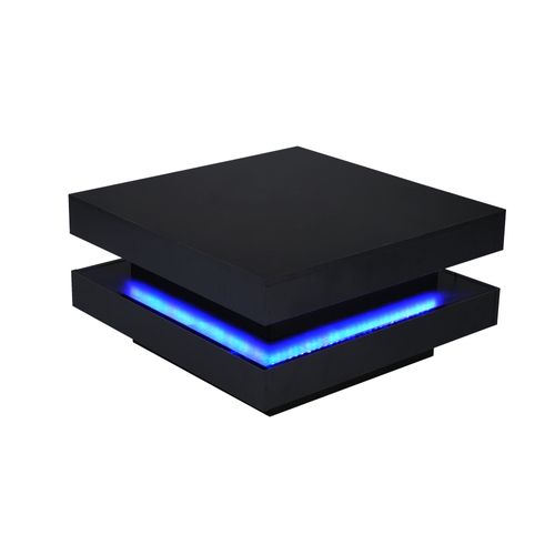 Table Basse Carrée Noire Avec LED Et Contrôle Bluetooth Via Application