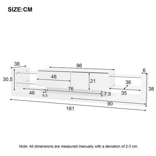Ensemble Meuble TV Et Table Basse LED Haute Brillance, Compatible Avec Téléviseurs 80 Pouces, Blanc