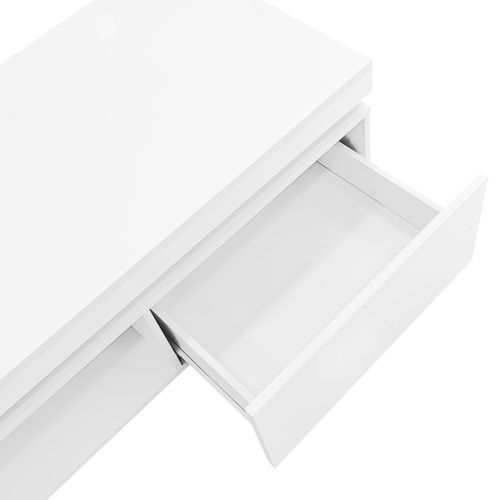 Table Basse Moderne Brillante 100x50x40cm, Avec Éclairage LED, 1 Tiroir, Blanche