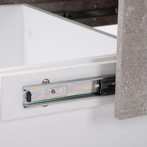 Table Basse Moderne 102/159x60x40cm, Rétractable, Avec Rangement, Gris + Blanc