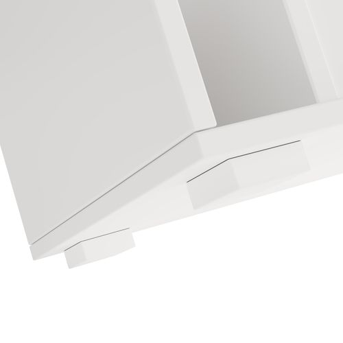 Table Basse LED Moderne 100x50x40cm, 2 Tiroirs, Panneaux De Particules, Finition Brillante, Blanc