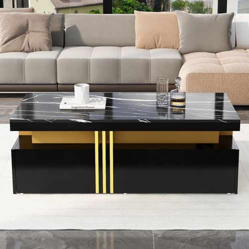 Ensemble Meuble TV Noir Avec Table Basse, Combiné Mural Multifonction Pour Salon