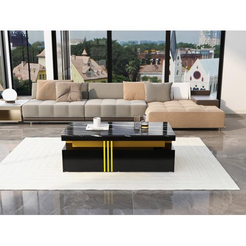 Ensemble Meuble TV Noir Avec Table Basse, Combiné Mural Multifonction Pour Salon