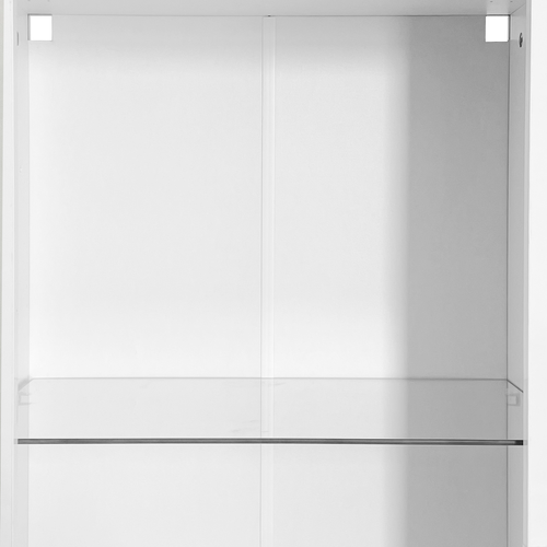 Vitrine Haute Blanche Laquée Avec LED, 3 Étagères En Verre, 55 X 38 X 166 Cm, Pour Salon Ou Bureau.