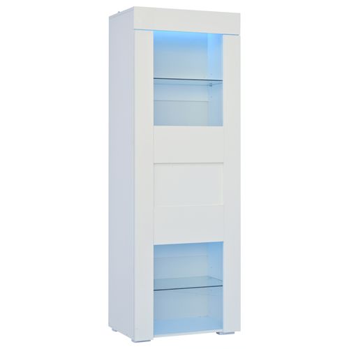 Vitrine Blanche 60 X 40 X 170 Cm, Portes Acryliques, 2 Étagères En Verre, Éclairage LED.