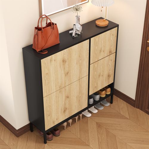 Meuble à chaussures avec banc et 3 portes – Étagère pratique pour l'entrée et la chambre