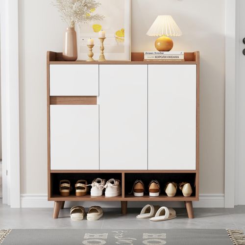 Meuble Chaussures/commode/buffet, Organisateur Réglable Pieds Bois Massif H99×b90×t35 Cm
