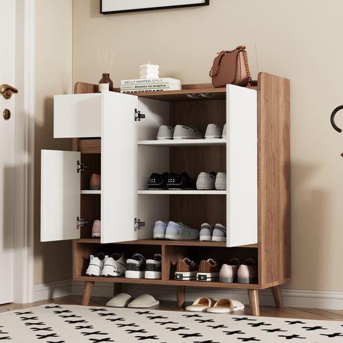 Meuble Chaussures/commode/buffet, Organisateur Réglable Pieds Bois Massif H99×b90×t35 Cm