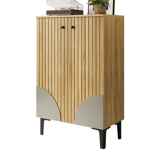 Armoire Chaussures Bois Moderne, Organisateur Compact Étagères Cadre Métal Noir