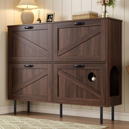 Meuble Chaussures 3 Abattants Étroit, Rangement Chaussures/jouets Accessoires Entrée